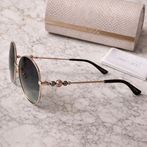 Jimmy Choo BIRDIE/S Rose Gold Beaded Round Sunglasses 60mm NWOT